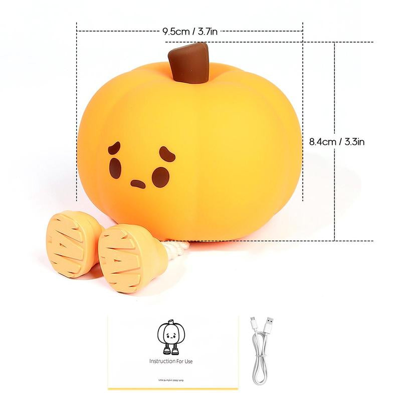 Pumpkin Shaped Night Light, Pumpkin Silicone Patting Small Night, Cute Pumpkin LED Night Light, Charging Decorative Bedside Light for Home Bedroom Living Room