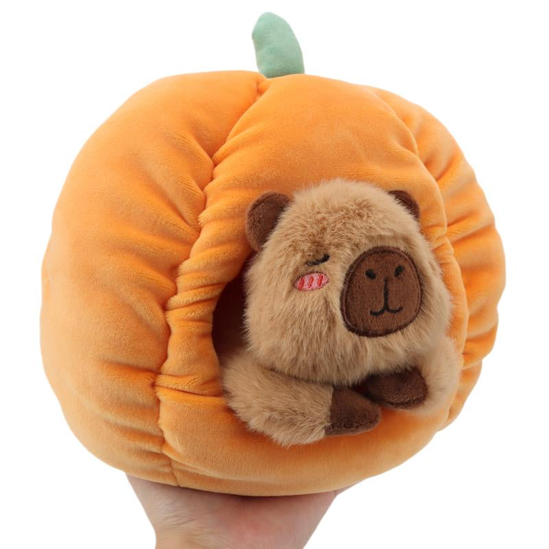 Cute Capybara with a Podgy Pumpkin House Plush Toys Halloween Plush Halloween Playset Party Decoration Prizes and Gifts for Children and Friends