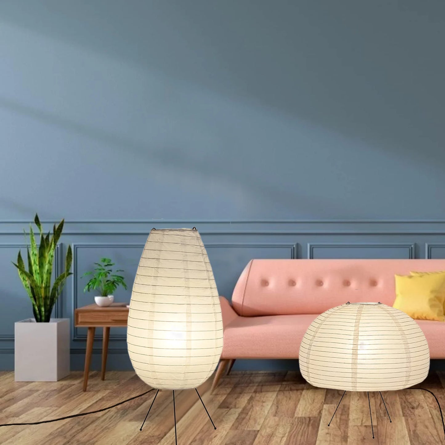 Nogy Noguchi Style Lamp Rice Paper Floor Lamp Retro Creative Bedside Lamp Suitable for Decoration of Study/Bedroom/Living Room