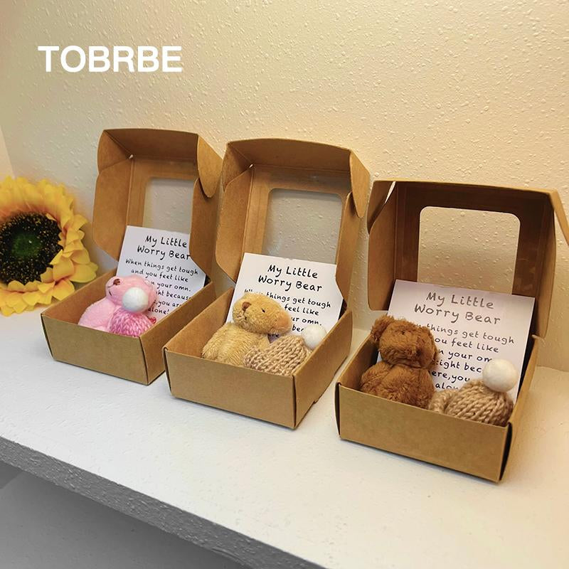Little Bear in Box, 1 Set Mini Plush Bear with Inspirational Card, Sympathy Gift for Christmas & Valentine'S Day & Mother'S Day, Personalized Gift, Gift Idea, Crochet Gift