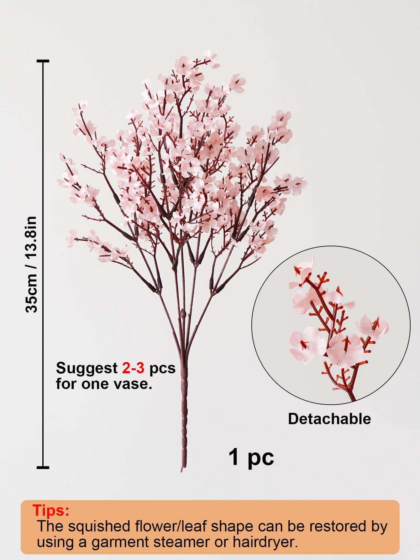 3/6Pcs Plastic Artificial Flower Bouquet, Cherry Blossoms Artificial Flowers Baby'S Breath,Modern Artificial Flower Bundle for Home Decor,Fake Plants,Fall Decor,Room,Desk,Garden Decor,Room Decoration Stuff Back to School School Supplies