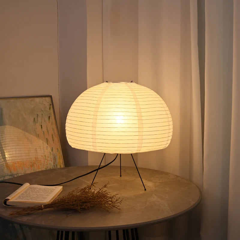 Nogy Noguchi Style Lamp Rice Paper Floor Lamp Retro Creative Bedside Lamp Suitable for Decoration of Study/Bedroom/Living Room