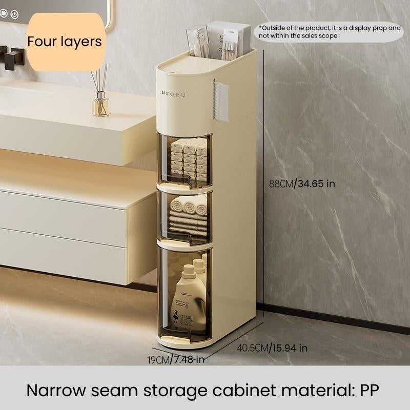 UFORU Narrow 4 Tier Slim Bathroom Storage Cabinetskinny Storage with Drawers Toilet Paper Holder,Waterproof Movable Organizer for Small Spaceskitchen, Laundry, Living Room Organization Minimal Modern