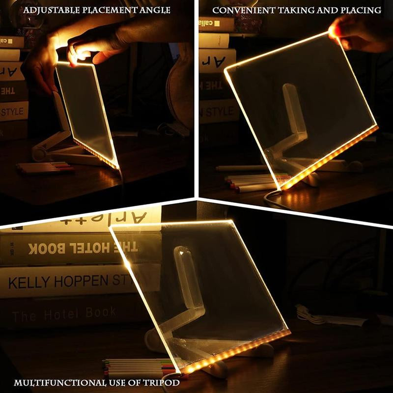 LED Light up Acrylic Message Board Home Decor, Erasable Drawing Board Desktop Light with 7 Pen, Drawing Board, Bar Advertising Boards, LED Board