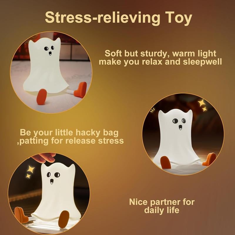 ,Soft Silicone Cute Ghost Night Light,Dimmable LED Warm Lamp for Room,Funny Halloween Christmas Easter Gifts for Women and Kids Bat Design Ear Headband