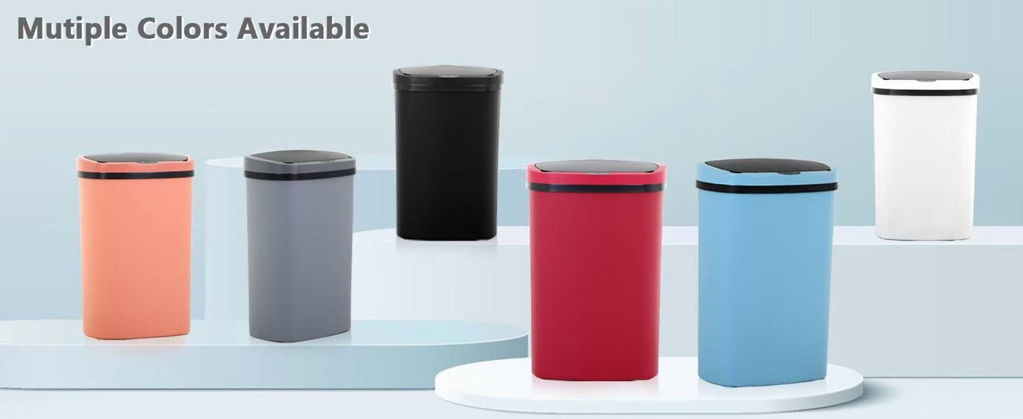 13 Gallon Garbage Can, 50 Liter High-Capacity Broken-Resistant Plastic Garbage Can with Lid Automatic Trash Cans Touchless Motion Sensor Trash Can for Home Kitchen Office (1, Red)