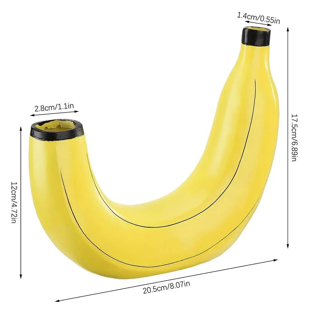 Banana Vase Resin Flower Vase Cute Banana Shape Tabletop Decorative Vase for Flowers Arrangement Living Room Bedroom Home Decor
