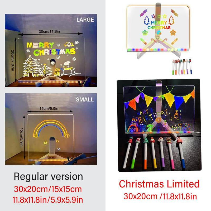 LED Light up Acrylic Message Board Home Decor, Erasable Drawing Board Desktop Light with 7 Pen, Drawing Board, Bar Advertising Boards, LED Board
