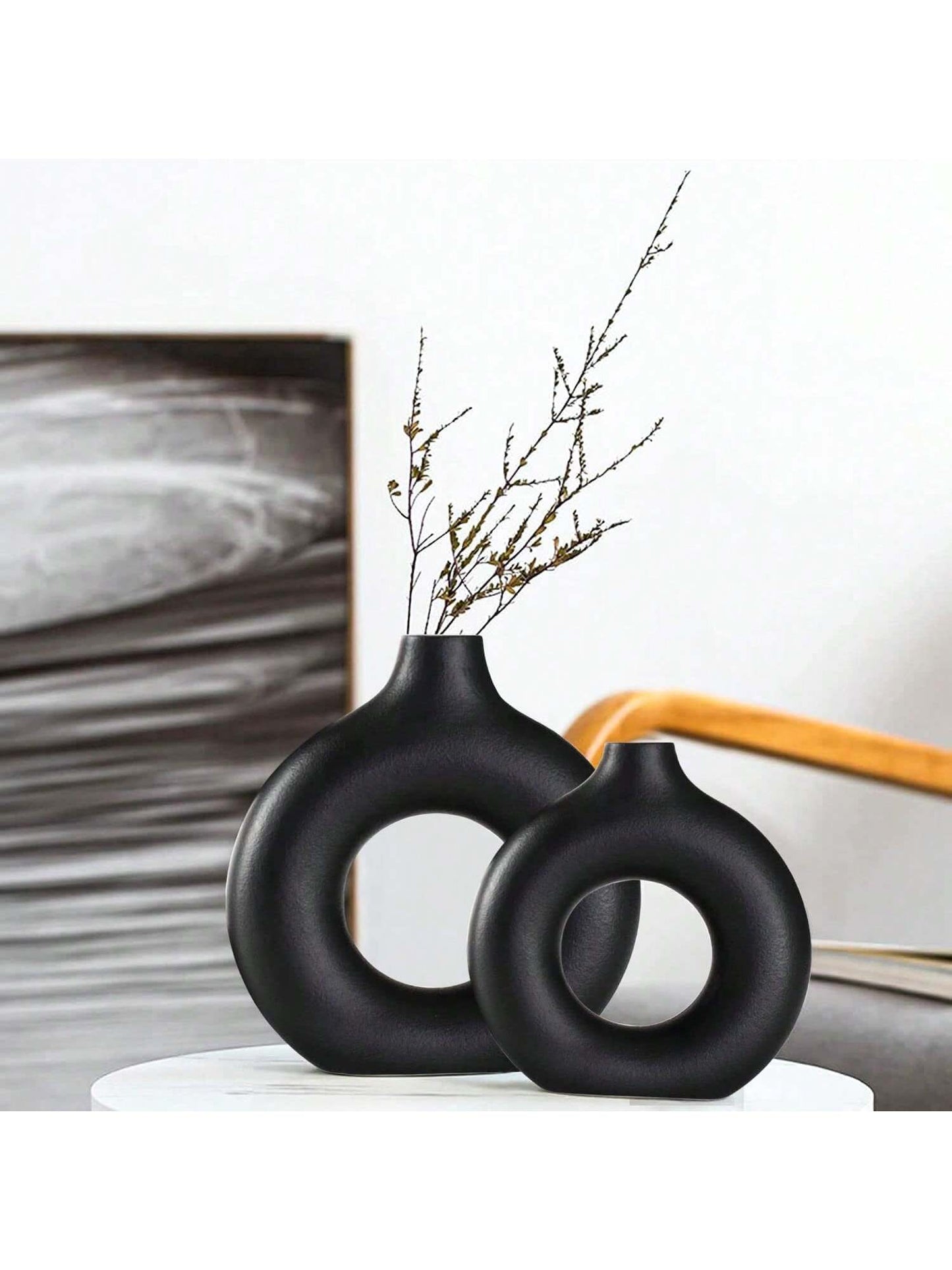 Doughnut-Shaped Vase - Perfect for Flowers, Coffee Tables, and Office Decorations - Ideal Small Flower Vase for Living Rooms, Bedrooms, and TV Stands - a Beautiful Birthday or Festival Gift