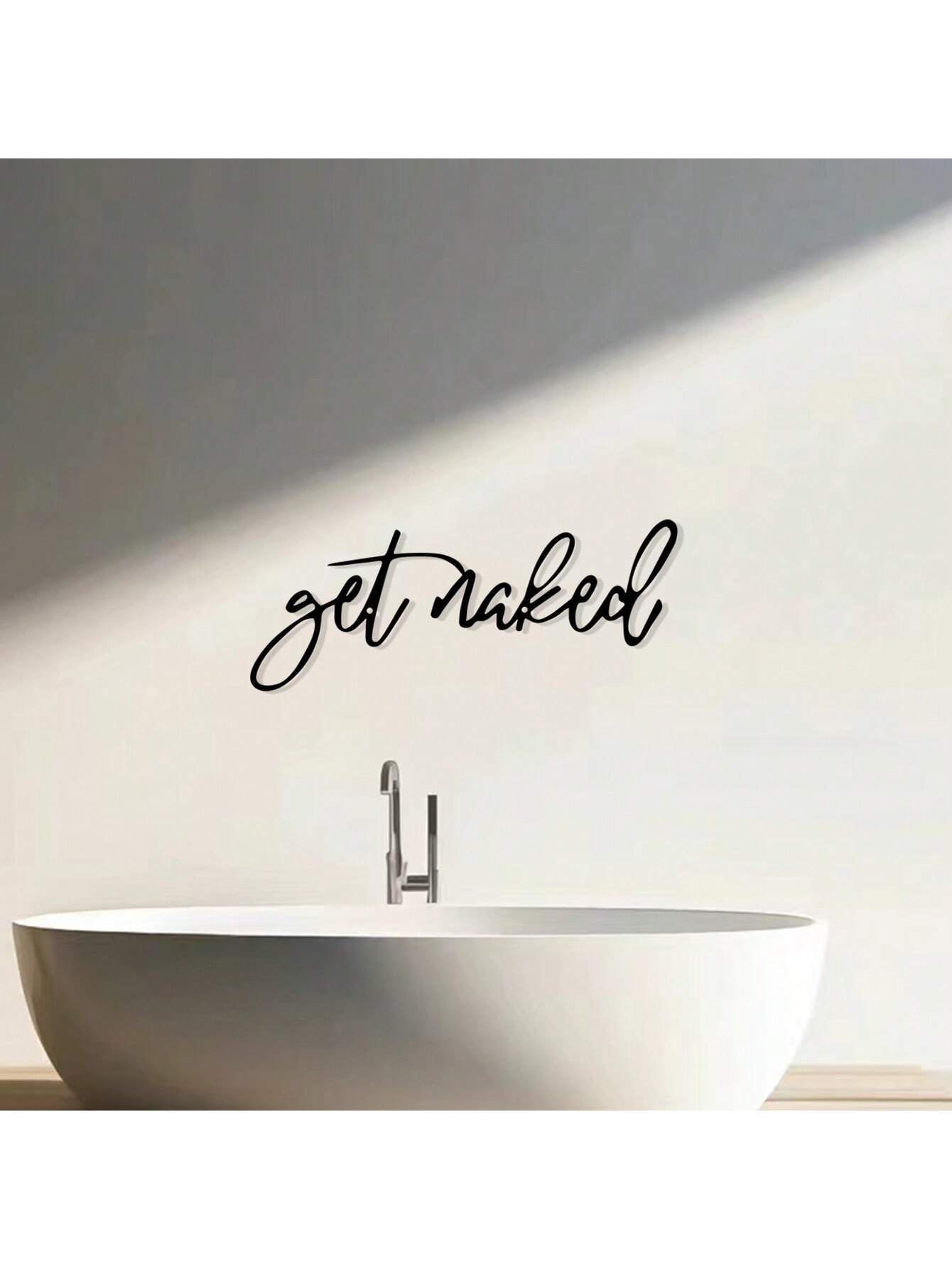 1Pc Modern Black Metal Sign - Decorative Bathroom Wall Art, Hanging Iron Sculpture, Wall Mount Design for Home Decor, Unique Gift Idea, Rust-Resistant, Easy to Install Room Decor Bedroom Decor Wall Decor
