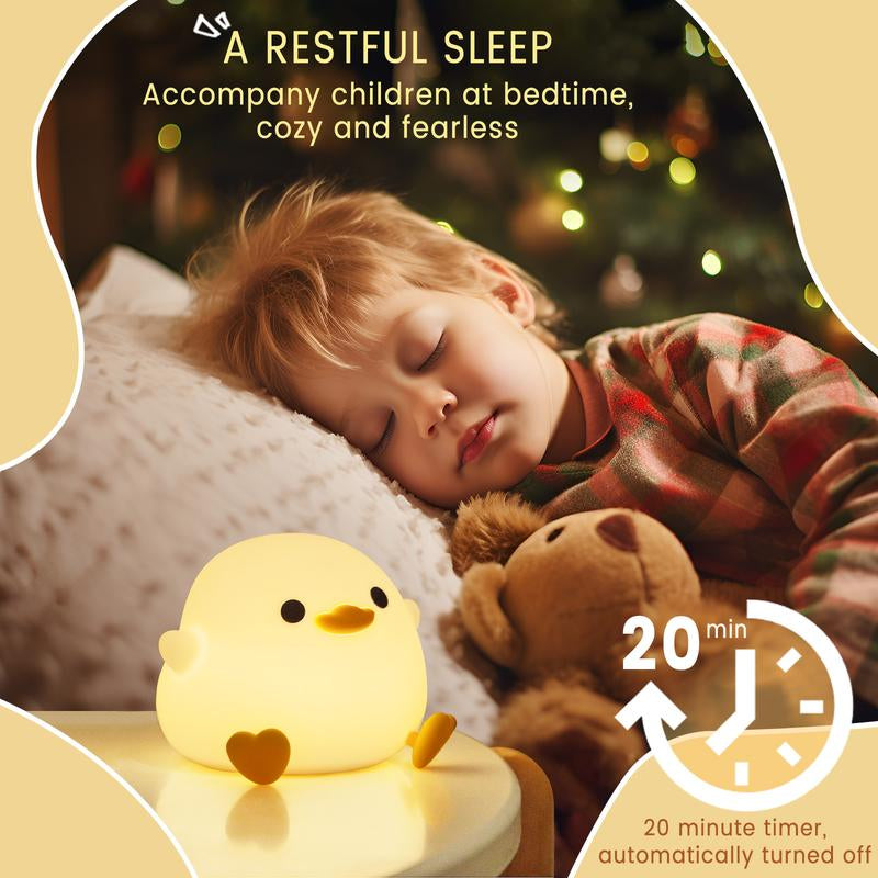 FAMIDUO Dodo Duck Lamp, Cute Pea Duck Night Light, 2 Levels Dimmable Ducky Night Lamp, LED Squishy Animal Light for Kids Sleep, Rechargeable Bedside Touch Silicone Lamp, College Dorm Decor Gift Toy
