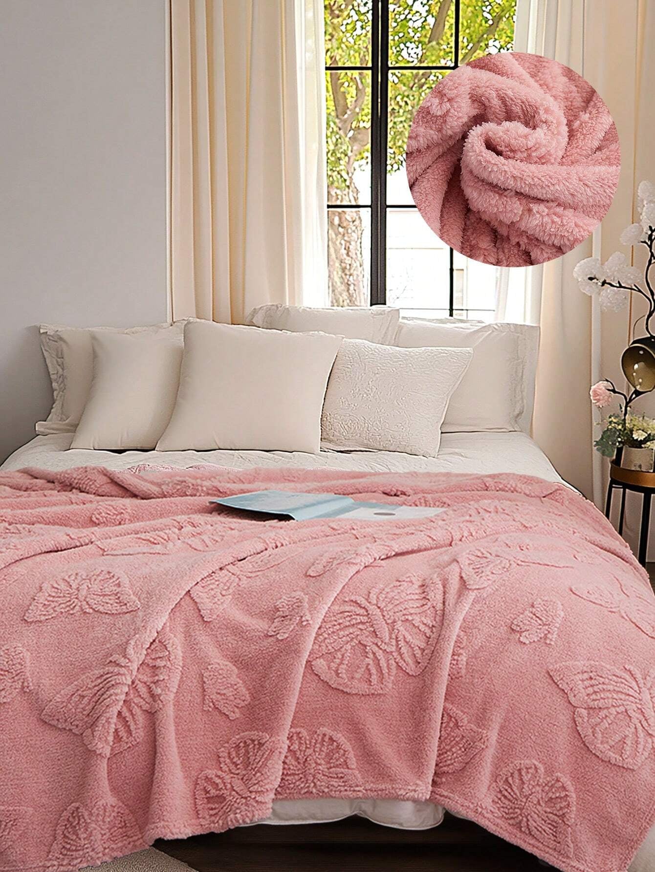 1Pc Super Soft Taffeta Jacquard Solid Color Blanket, Modern Raised Pattern Solid Color Plush Throw Blanket Gift, Suitable for Living Room, Sofa, Bedroom, Machine Washable
