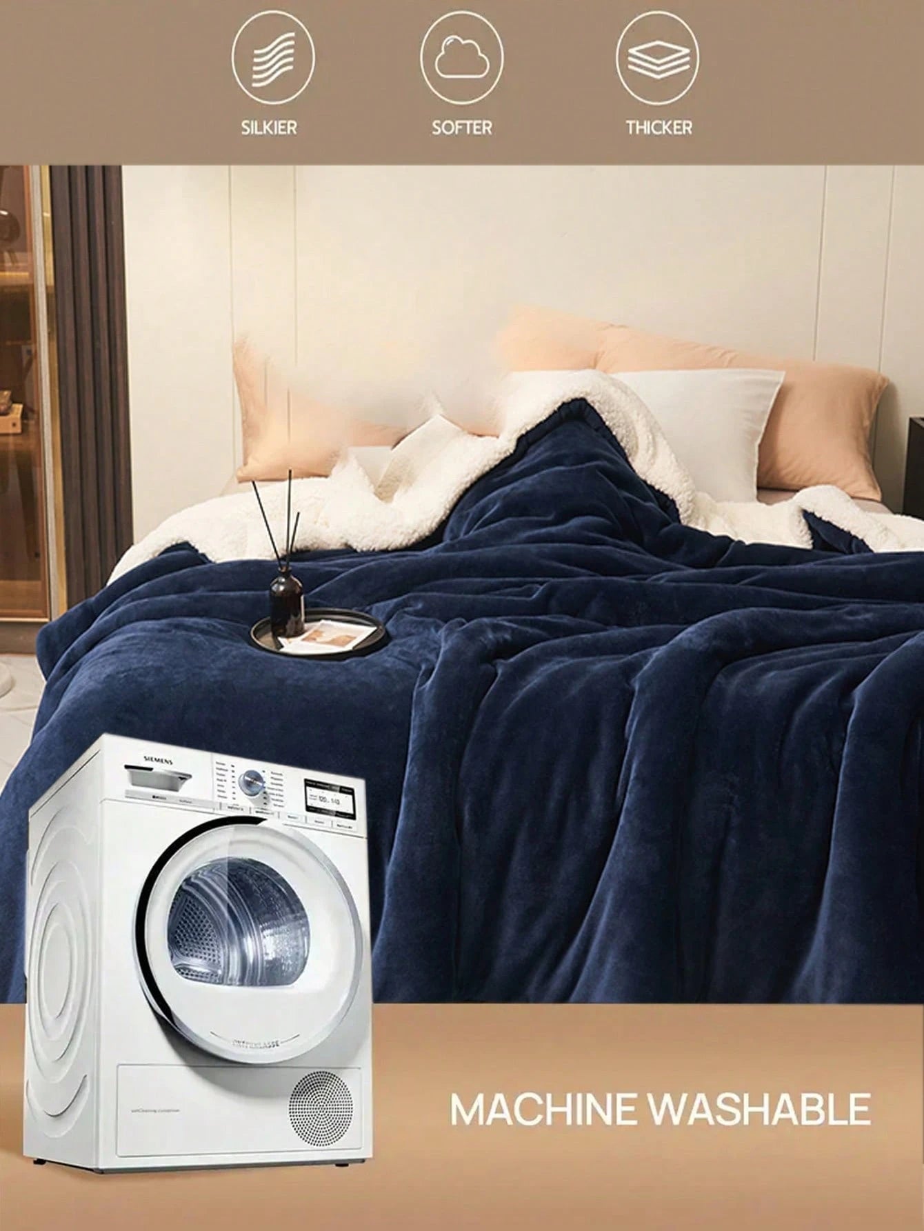 1Pc Plain Fuzzy Blanket, Warm Comfortable Blanket for Home