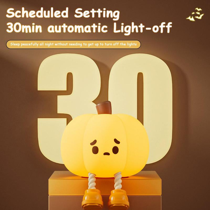 Pumpkin Shaped Night Light, Pumpkin Silicone Patting Small Night, Cute Pumpkin LED Night Light, Charging Decorative Bedside Light for Home Bedroom Living Room