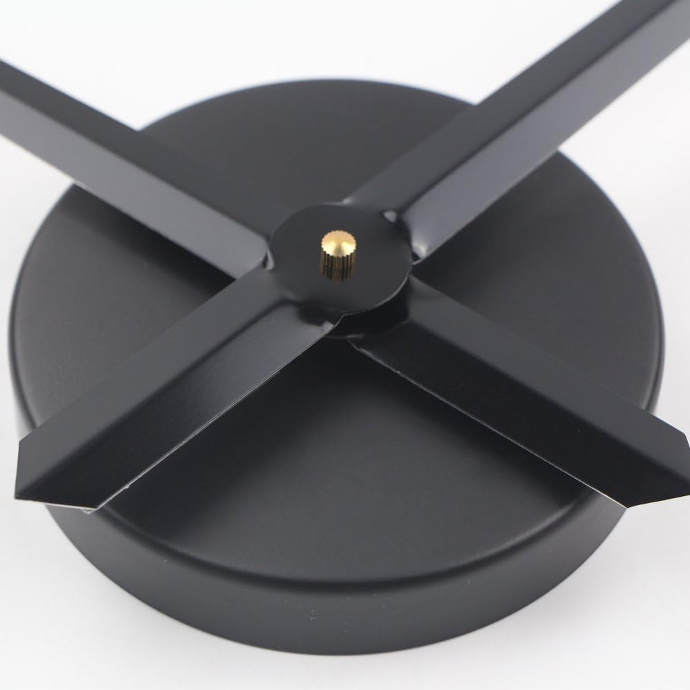 3D DIY Wall Clock, 1M Modern Frameless Large 3D DIY Wall Clock Kit Decoration Home for Living Room Bedroom (Black-Black)