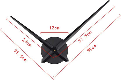 3D DIY Wall Clock, 1M Modern Frameless Large 3D DIY Wall Clock Kit Decoration Home for Living Room Bedroom (Black-Black)