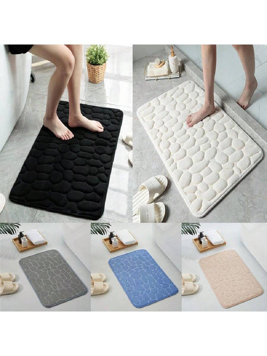 1Pc Cobblestone Pattern Bath Rug, Soft Non-Slip Quick Dry Bath Mat, Water Absorbent Shower Carpet for Home Bathroom, Bathroom Accessories, Bathroom Decor, Bathroom Decorations, Kitchen Area Rugs, Laundry, Bedroom, Shower, Indoor Mat Outdoor Rug Door Mat Fall Decor Back to School Entryway Decor