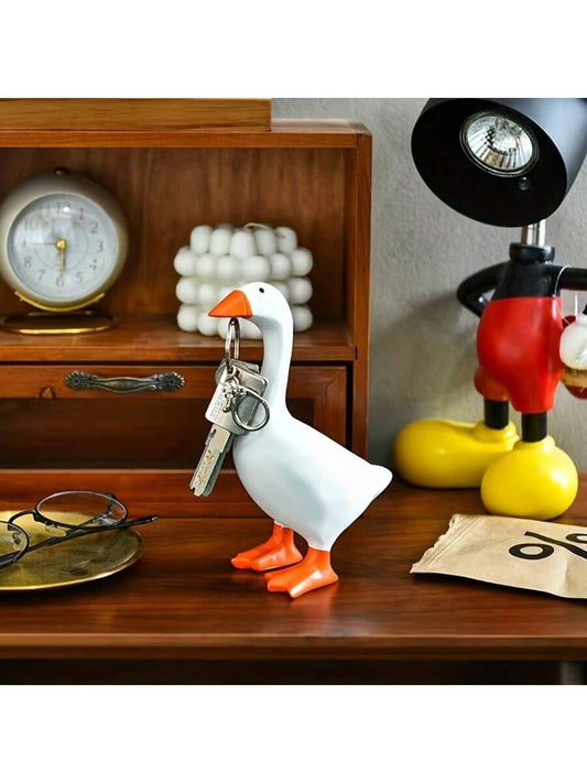 1PC Magnetic Goose Key Holder, Cute Duck Statue Key Hanger, Kawaii Magnetic Silly Goose Figurines,Funny Office Desk Decor Bedroom Decorations Home Decor Aesthetic