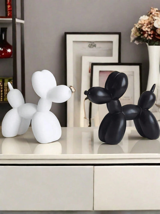 1Pc Black & White Balloon Dog Figurine, Modern Decorative Home Decor Collectible for Living Room, Bedroom, Shelf, Desk, Minimalist Animal Art Decoration Statue Best Gifts Birthday the Best Gift for Mothers on Mother'S Day