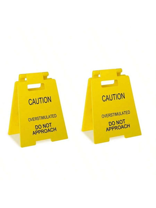 Caution: Do Not Approach Excited, Funny Office Desk Accessory - Humorous Mini Caution Sign, Amusing Office Decor, Gag Gift for Coworkers, Teammates, Employees, Bosses