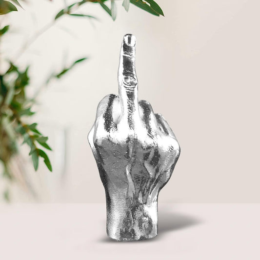 Silver Black Polyresin Hand Gesture Desk Statues Finger Sculpture Decor Silver