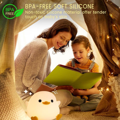 FAMIDUO Dodo Duck Lamp, Cute Pea Duck Night Light, 2 Levels Dimmable Ducky Night Lamp, LED Squishy Animal Light for Kids Sleep, Rechargeable Bedside Touch Silicone Lamp, College Dorm Decor Gift Toy
