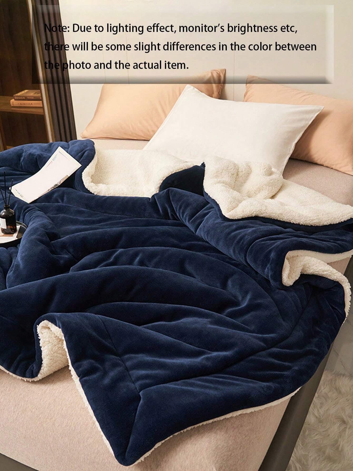1Pc Plain Fuzzy Blanket, Warm Comfortable Blanket for Home