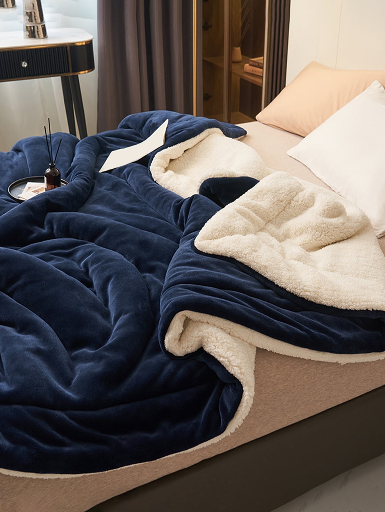 1Pc Plain Fuzzy Blanket, Warm Comfortable Blanket for Home