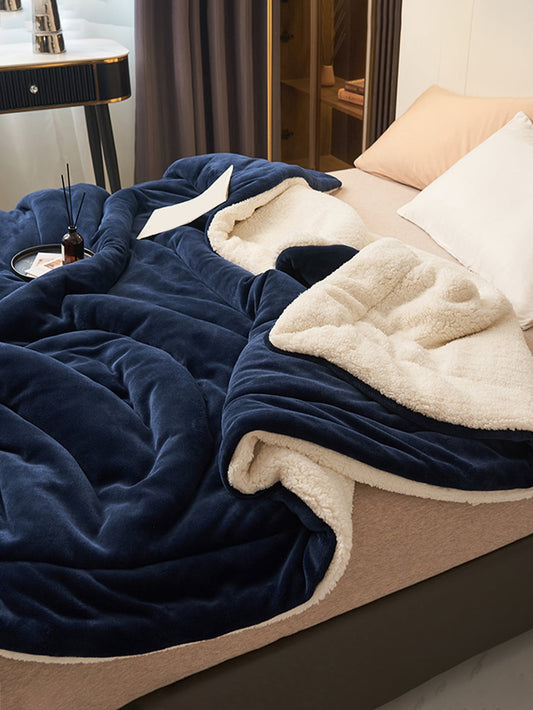 1Pc Plain Fuzzy Blanket, Warm Comfortable Blanket for Home