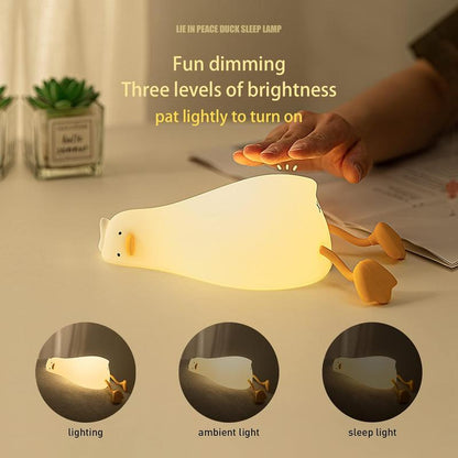 Kids Night Light, Lying Flat Duck Cute Night Light for Kids, Premium Silicone Nursery Nightlight, Touch Control,Rechargeable Bedside Touch Lamp for Breastfeeding Toddler Baby Kids Decor
