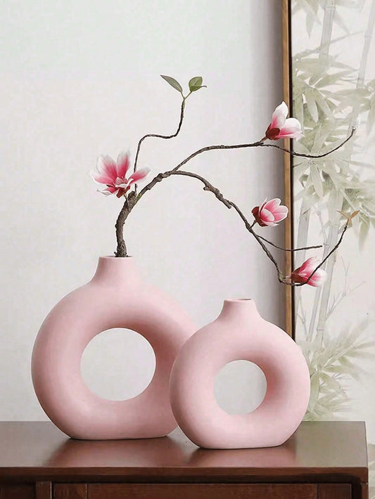 Doughnut-Shaped Vase - Perfect for Flowers, Coffee Tables, and Office Decorations - Ideal Small Flower Vase for Living Rooms, Bedrooms, and TV Stands - a Beautiful Birthday or Festival Gift