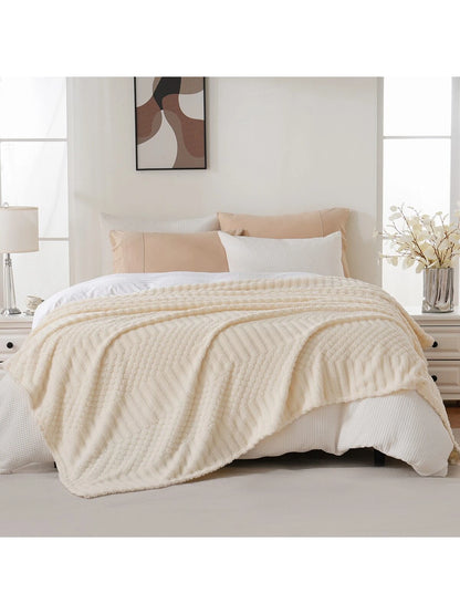 Throw Blanket for Couch-Soft White Boho Bed Throw Blanket,Fleece Cozy Blanket for Autumn,Cute White Fluffy Lightweight Blankets&Throws for Sofa,Chair,Home Decor,Woman,Man