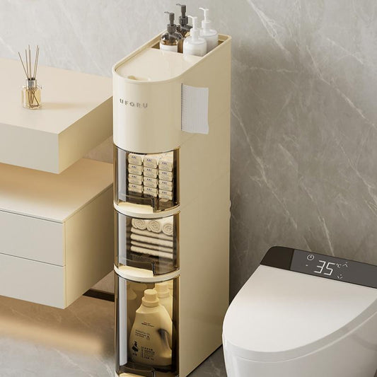 UFORU Narrow 4 Tier Slim Bathroom Storage Cabinetskinny Storage with Drawers Toilet Paper Holder,Waterproof Movable Organizer for Small Spaceskitchen, Laundry, Living Room Organization Minimal Modern