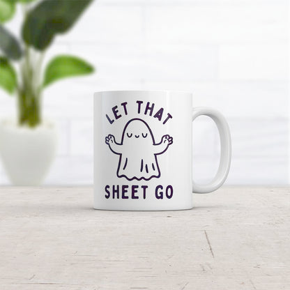 Let That Sheet Go Mug Funny Halloween Bed Sheets Ghost Joke Cup-11Oz Funny Coffee Mugs Ceramic Printed Drinkware Cup