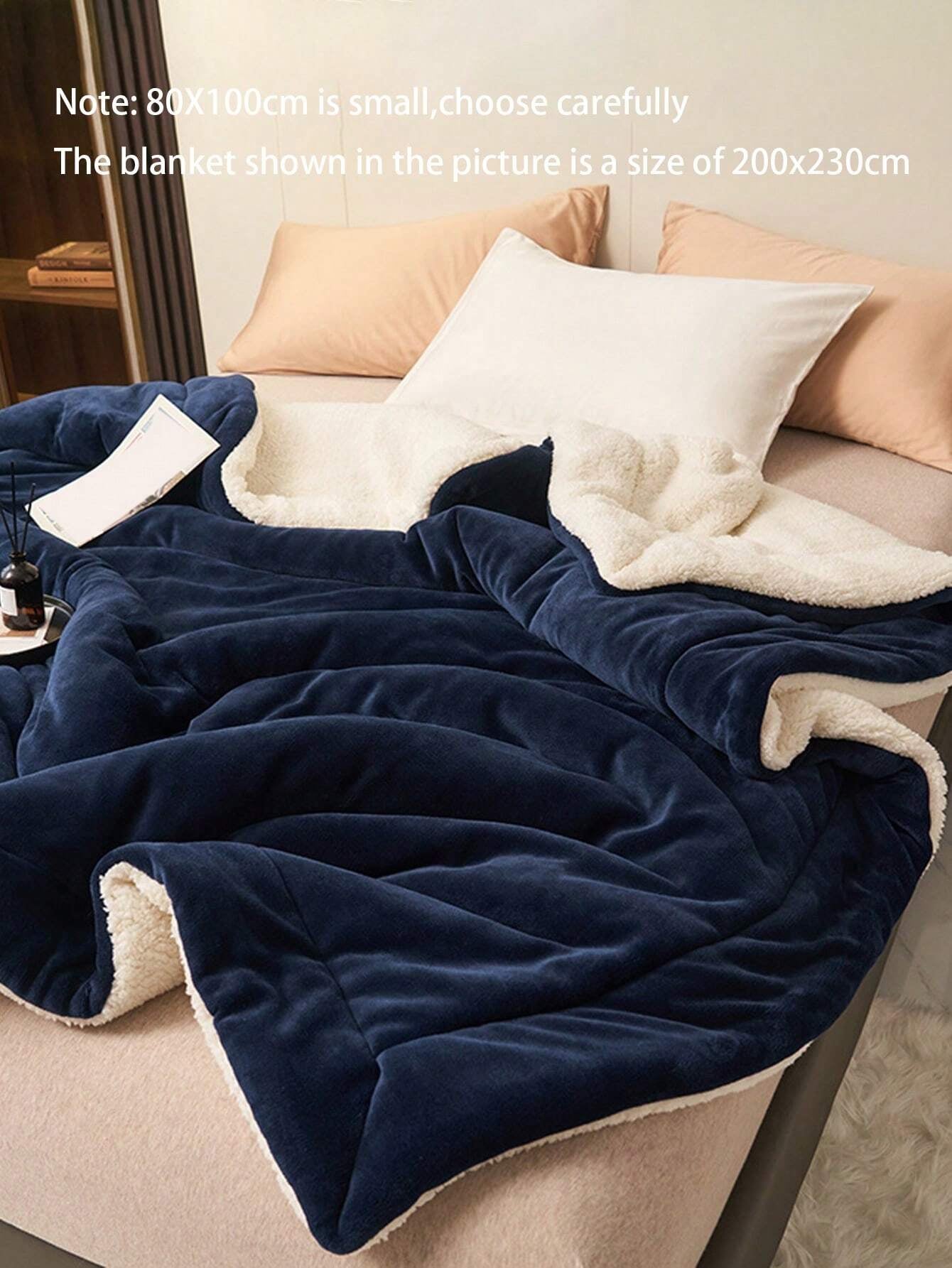 1Pc Plain Fuzzy Blanket, Warm Comfortable Blanket for Home