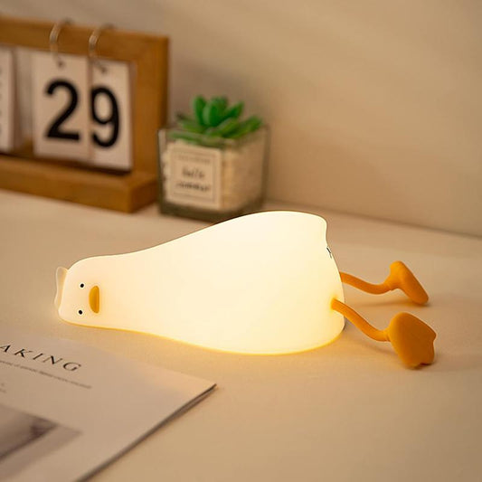 Kids Night Light, Lying Flat Duck Cute Night Light for Kids, Premium Silicone Nursery Nightlight, Touch Control,Rechargeable Bedside Touch Lamp for Breastfeeding Toddler Baby Kids Decor