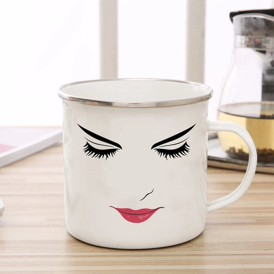 Creative Game Inspired Woman Face Mug Funny Man Enamel Mug Woman Face Coffee Mug Cute Gamer Birthday Gift Back to School Mug