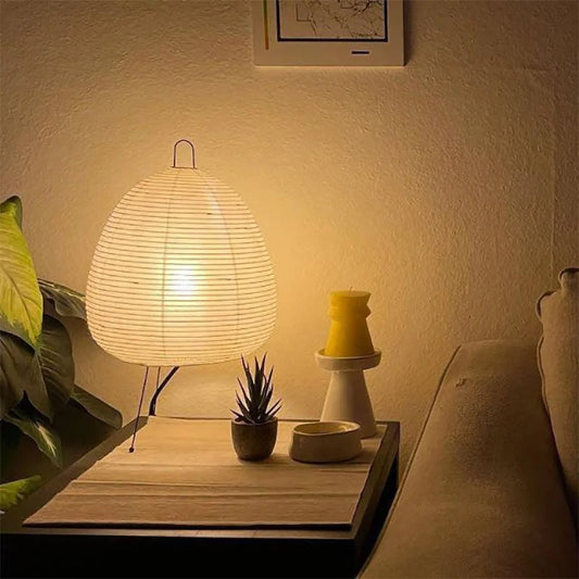 Nogy Noguchi Style Lamp Rice Paper Floor Lamp Retro Creative Bedside Lamp Suitable for Decoration of Study/Bedroom/Living Room
