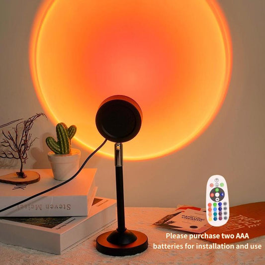 Sunset Lamp Mini Projector, RGB Sunset Projection Lamp, Adjustable LED Lights for Coffee Cable, Desk Projectors Ambient Night Light for Bedroom Photography, Home Essentials, Room Accessories