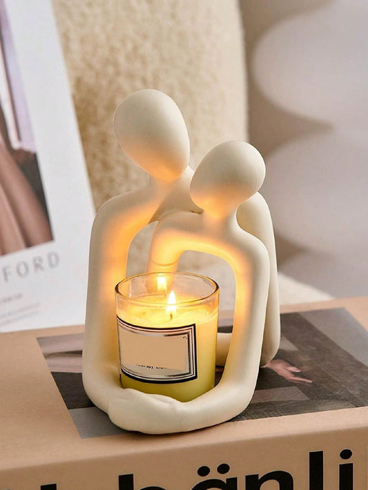 1 Piece Creative Couple Figurines Sculpture Candle Holder for Modern Home Decoration Such as Living Room, Desk, Bedroom Bedside Table, Etc. Anniversary Gift for Mom, Valentine'S Day Gift Halloween Candlestick Decoration Gifts, Christmas Warm Decoration Candlestick Gifts