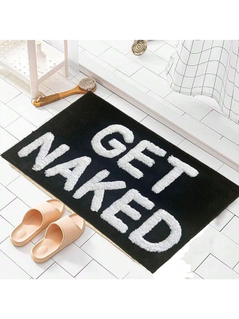 1Pc 20" X 32" Bathroom Mat Non-Slip Microfiber Absorbent Bathroom Rug for Apartment Black Bathroom Mat for Tub and Shower Machine Washable Cute Bathroom Rug Fun Bathroom Decor