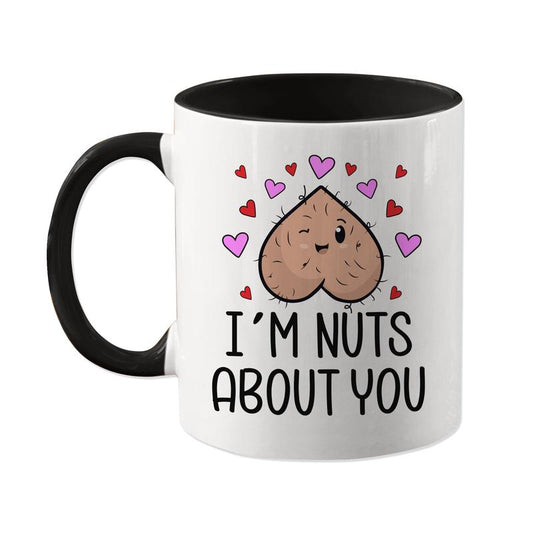 I'M Nuts about You Mug, Funny Valentine'S Day Coffee Cup Gift for Girlfriend or Wife, Valentine Humor, Naughty V-Day Present, Ball Mug