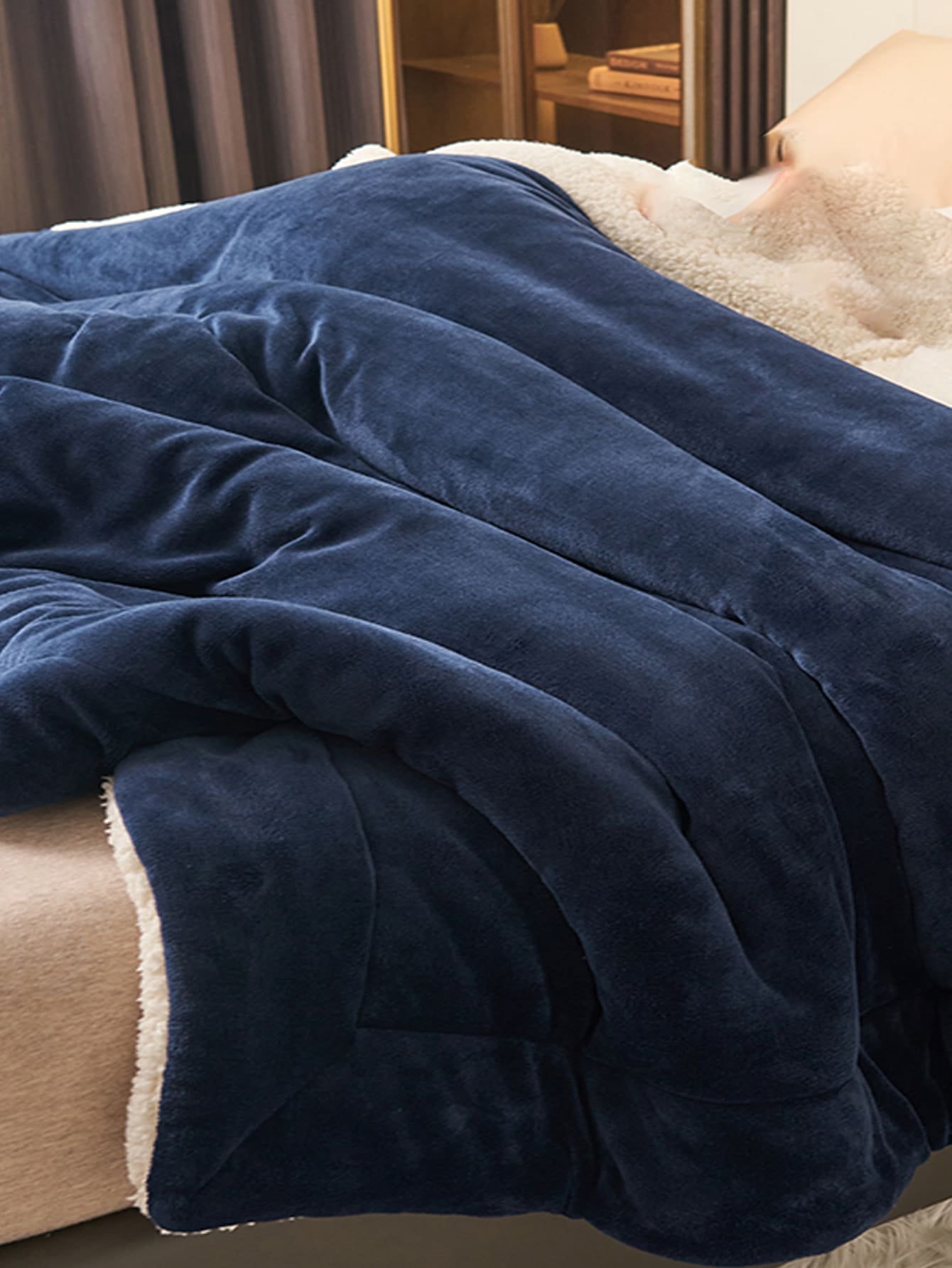 1Pc Plain Fuzzy Blanket, Warm Comfortable Blanket for Home
