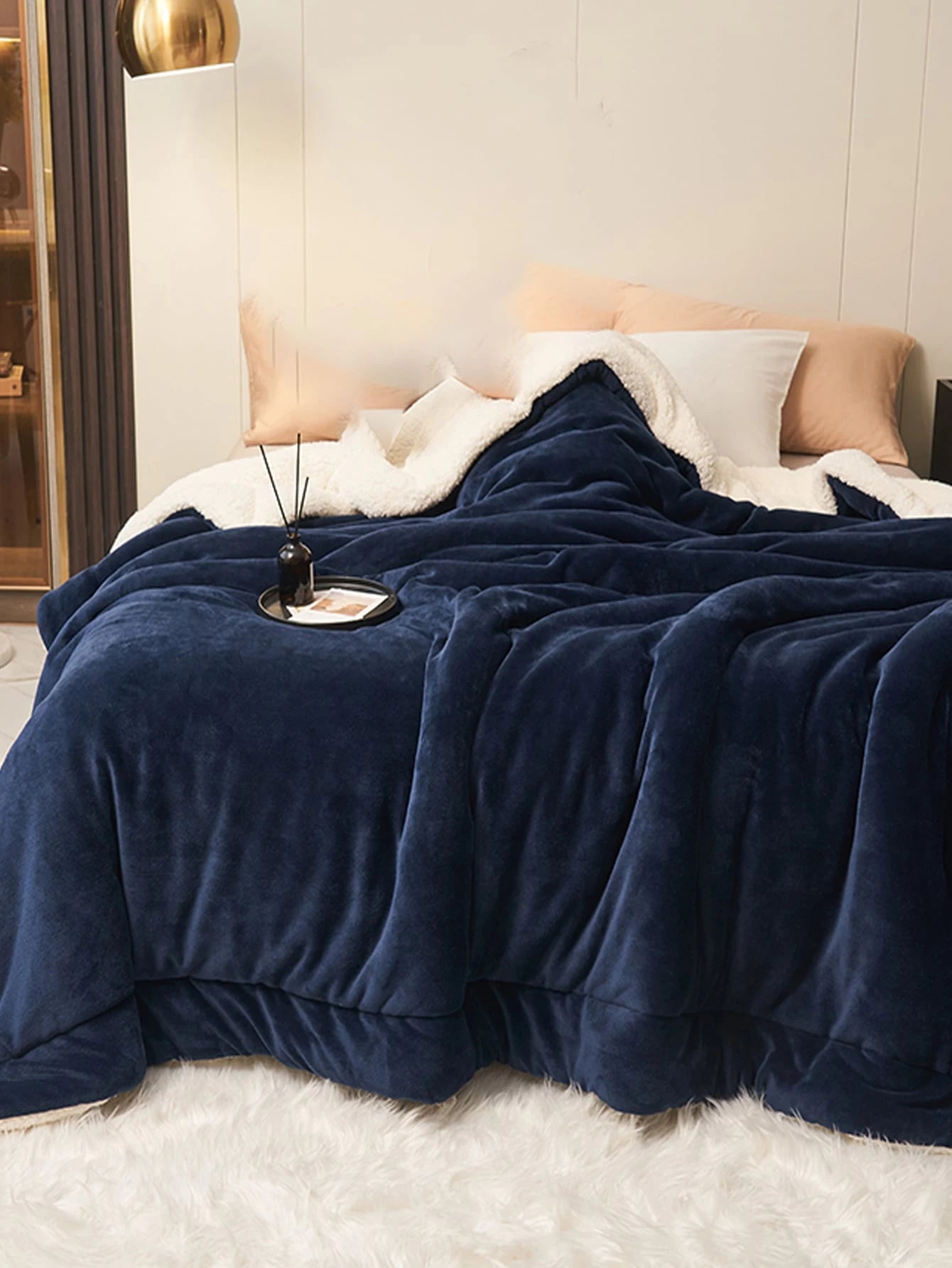 1Pc Plain Fuzzy Blanket, Warm Comfortable Blanket for Home