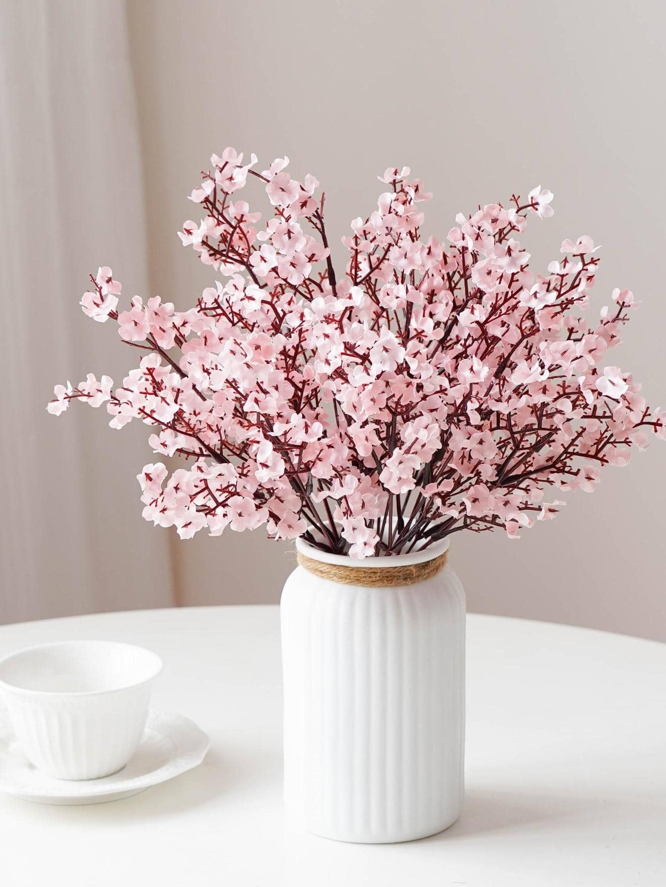 3/6Pcs Plastic Artificial Flower Bouquet, Cherry Blossoms Artificial Flowers Baby'S Breath,Modern Artificial Flower Bundle for Home Decor,Fake Plants,Fall Decor,Room,Desk,Garden Decor,Room Decoration Stuff Back to School School Supplies