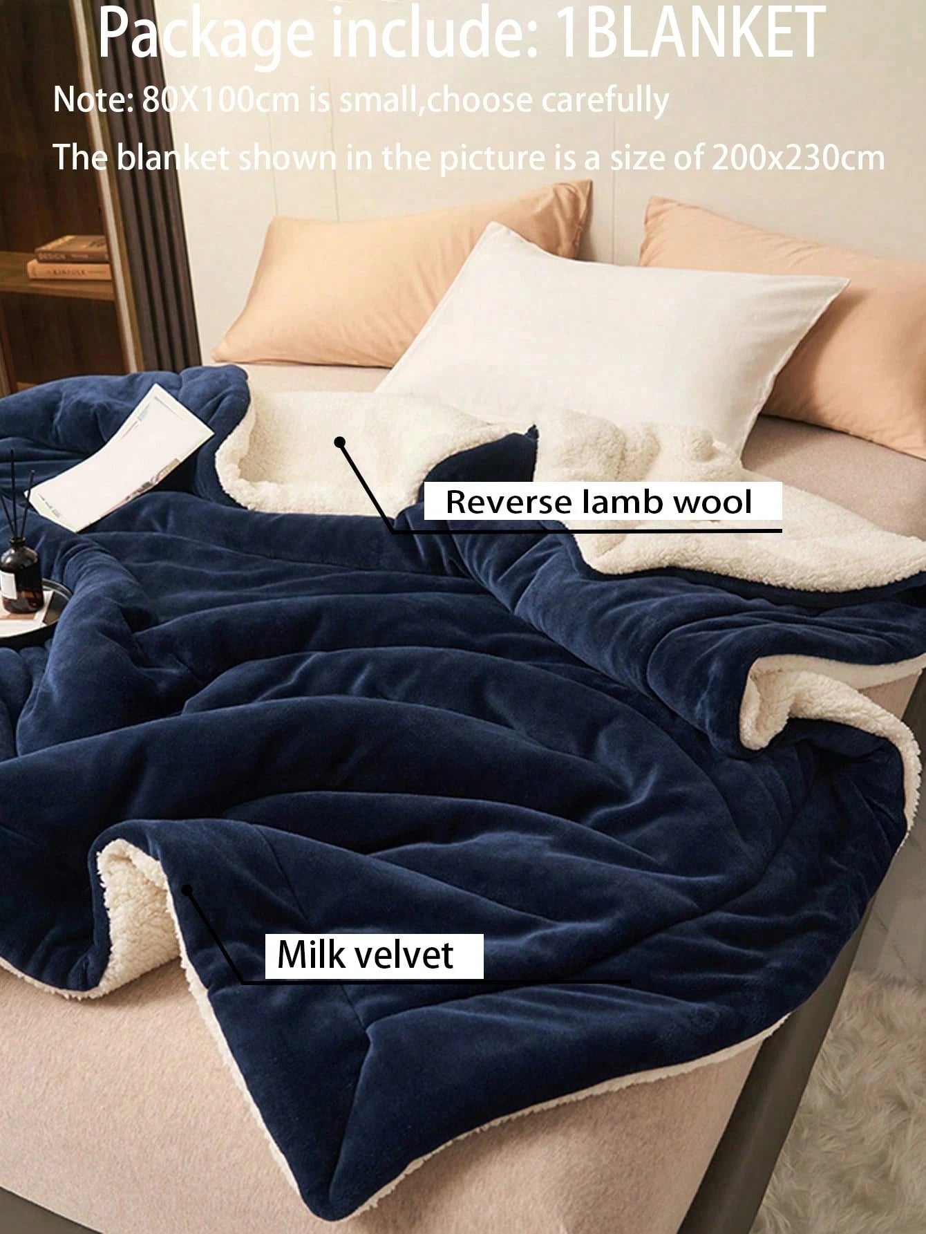 1Pc Plain Fuzzy Blanket, Warm Comfortable Blanket for Home